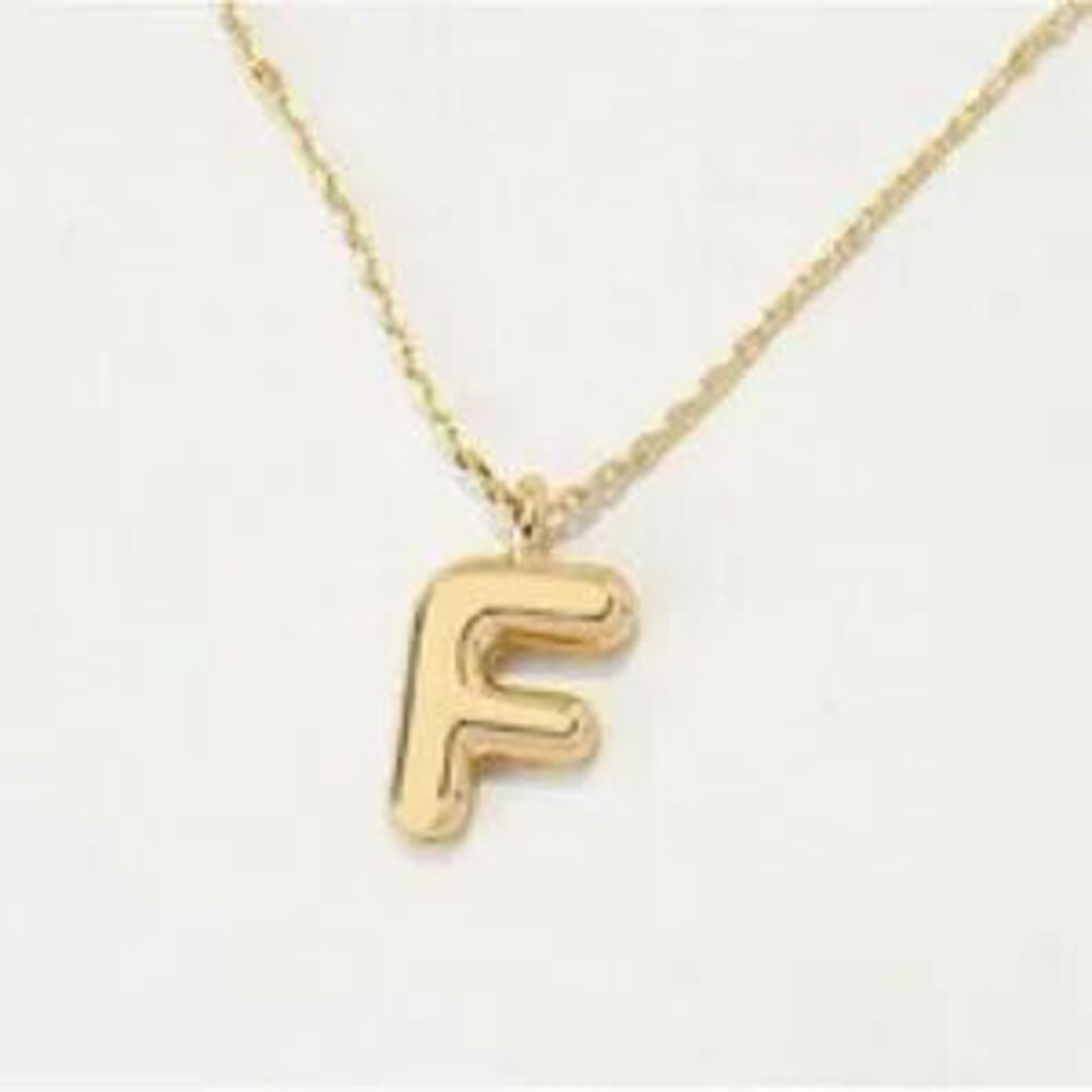 Gold Bubble Initial Letter Necklace (4000)